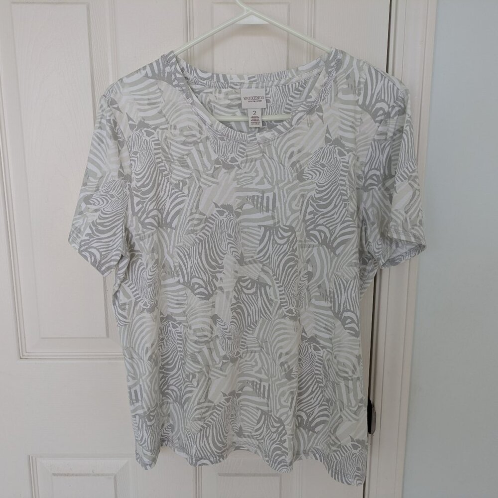 Zebra print T-shirt Chico's size 2